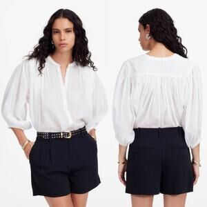 Madewell Women's Crepe Easy Pleated Trouser Shorts NU663 Jet Black Size 10 NWT